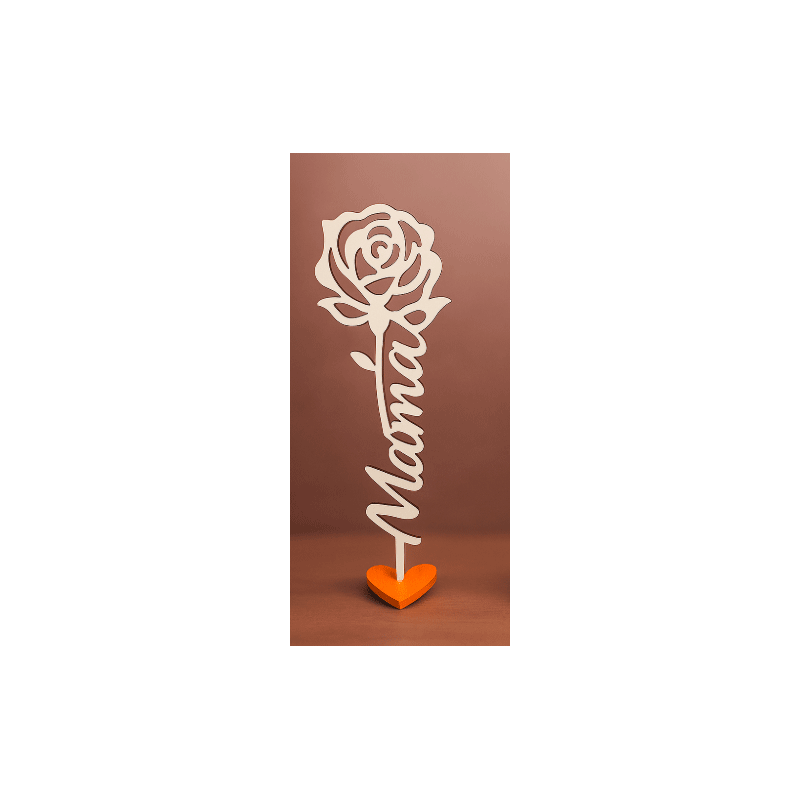 Flor calada Mamá con base corazón Pack 10 unidades