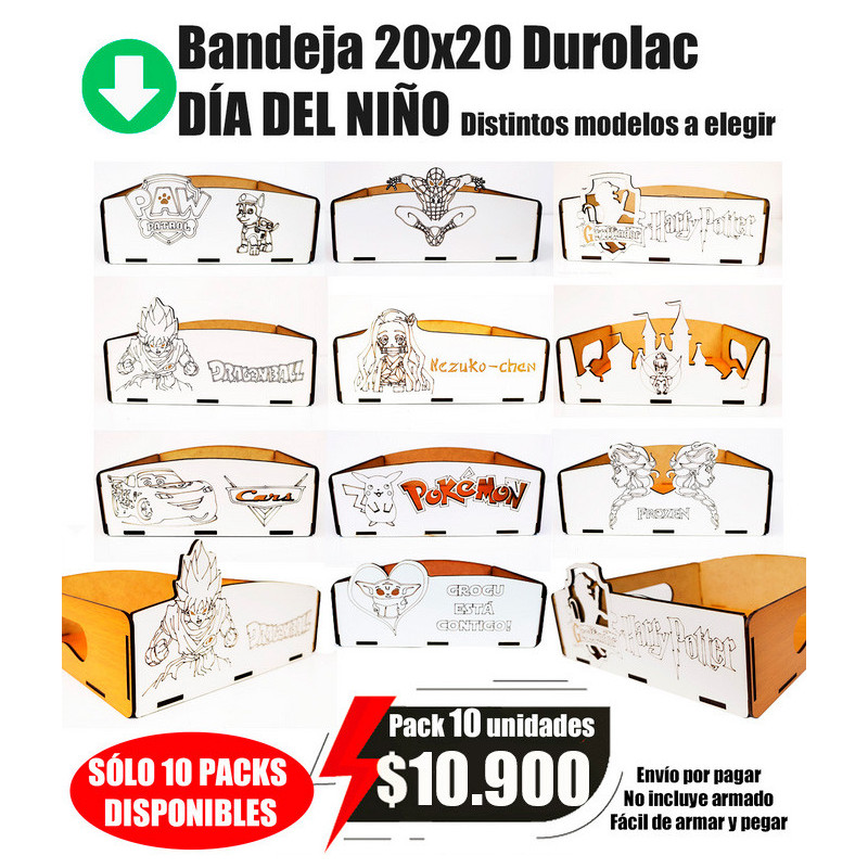 Bandeja 20x20 cms Día del Niño - Pack 10 unidades