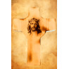 Cruz de madera grabada - Rostro de Jesús