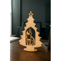 Pack 3 unidades Arbol con Pesebre calado 31 cms