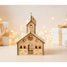 Iglesia navideña en trupán 3 mm – fácil de armar - 19 cm de alto